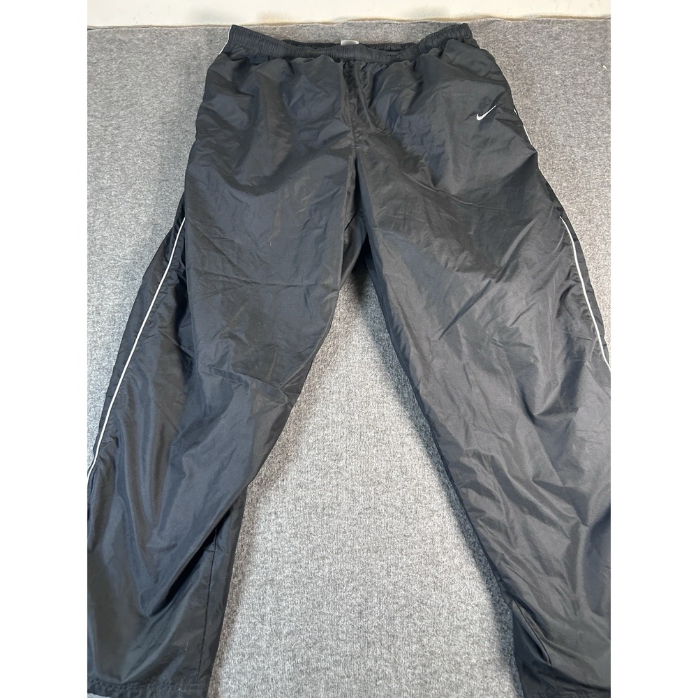 VINTAGE Nike Pants Mens 2XL XXL Black Warm-Up Lined Nylon Windbreaker Jogger 90s